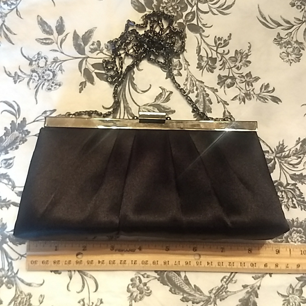 Gunner Sax black satin clutch/shoulder bag